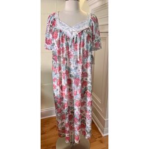 NOS VTG GILLIGAN & O'MALLEY ROSES‎ KNIT NIGHTGOWN SZ L (16-18) USA COTTAGECORE